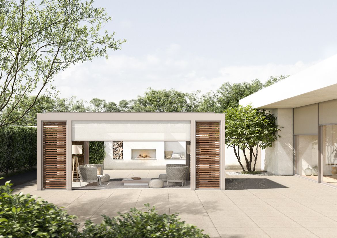 Voici par exemple une pergola bioclimatique Renson - AMS Construction